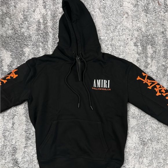 AMIRI Bones logo print Men’s hoodie in black/Orange Mens Size Large - Picture 1 of 4